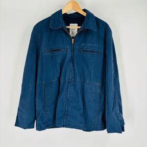 Vintage US Navy Jacket Full Zip Twill Military Utility Dark Blue Mens Size 42R